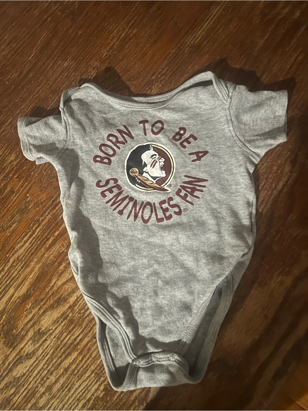Gray "Born to Be a Seminoles Fan" Baby One-Piece